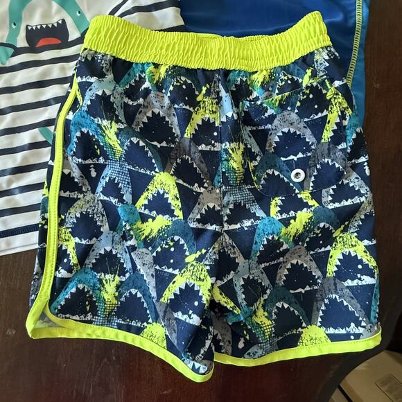 2T SHARKS Swimwear Lot Boys Swim Trunks Rashguard UV Skins Carters Toddler 3 PC - Picture 7 of 9